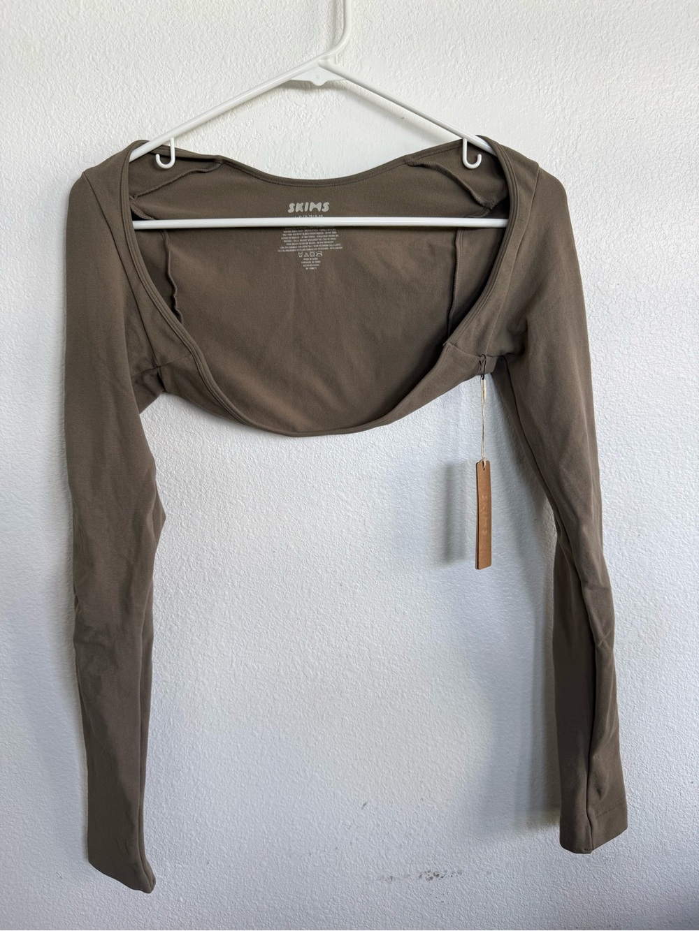 SKIMS Olive-Brown Cropped Long-Sleeve Shrug